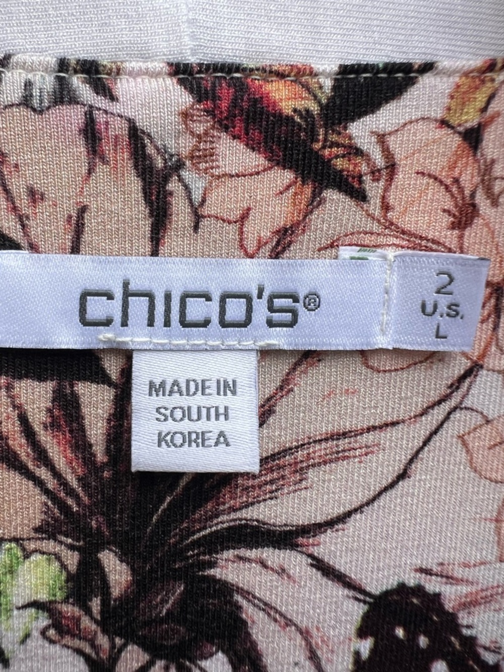 CHICOS Floral Butterfly 3/4 Sleeve Cotton Tan Women’s 2 Medium - Picture 5 of 10